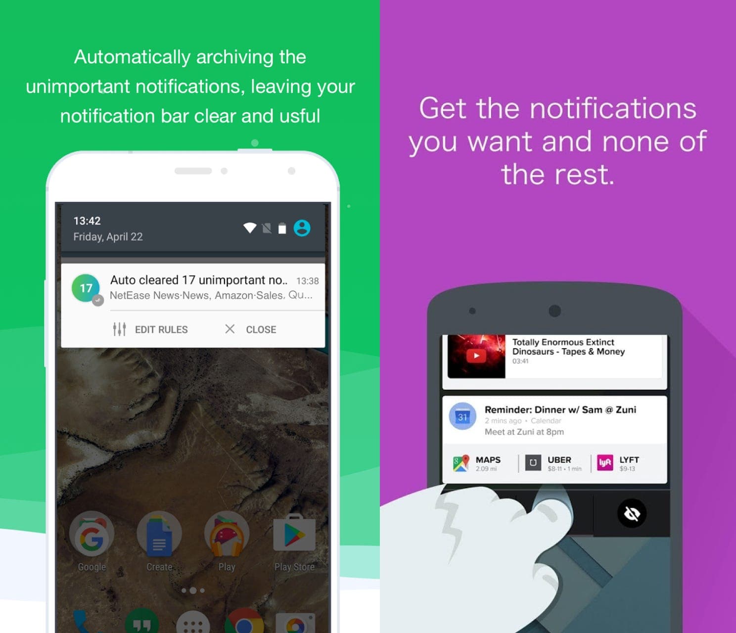 Previous app attempts: Notification Inbox (left) and Snowball (right)